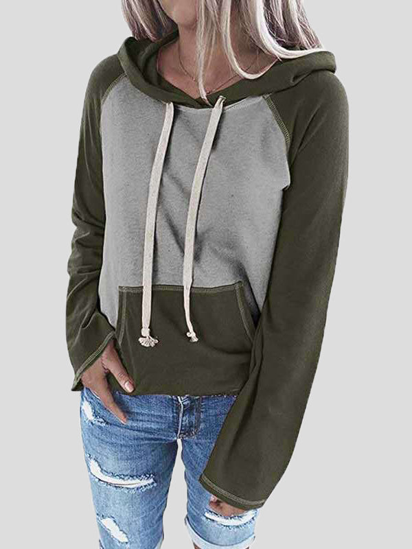 Women's Hoodies Colorblock Pocket Long Sleeve Casual Hoody