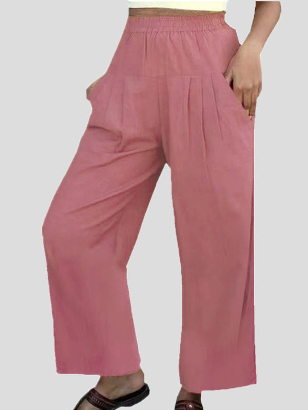 Women's Pants Casual Solid High Waist Wide Leg Pants