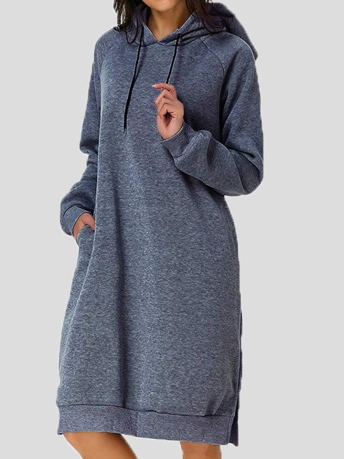 Women's Dresses Casual Solid Pocket Hooded Dress