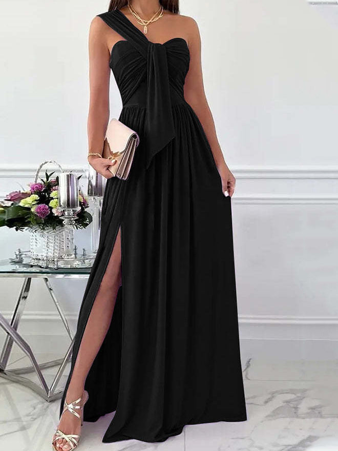 Women's Dresses Simple Sleeveless Off Shoulder Slit Dress