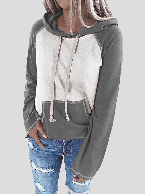 Women's Hoodies Colorblock Pocket Long Sleeve Casual Hoody