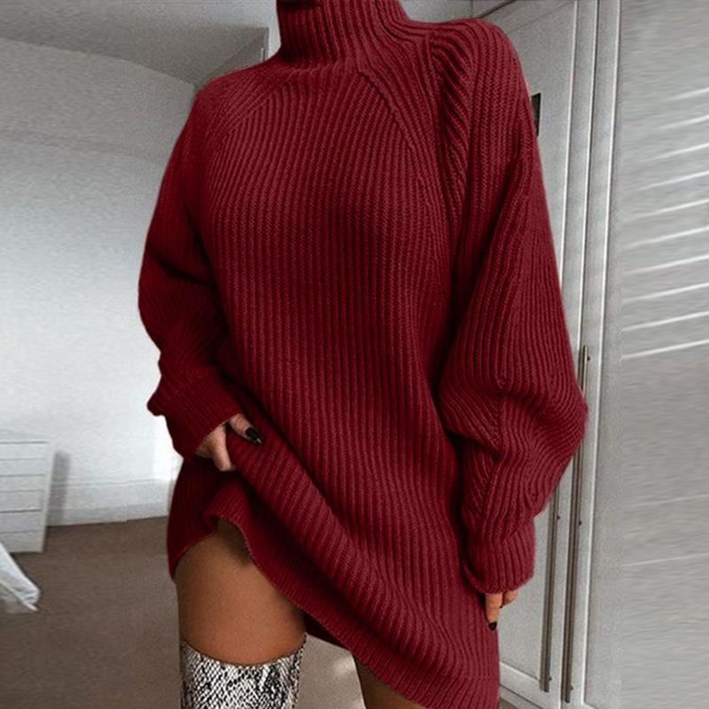 Casual Knitted Long Sleeve Mini Dress