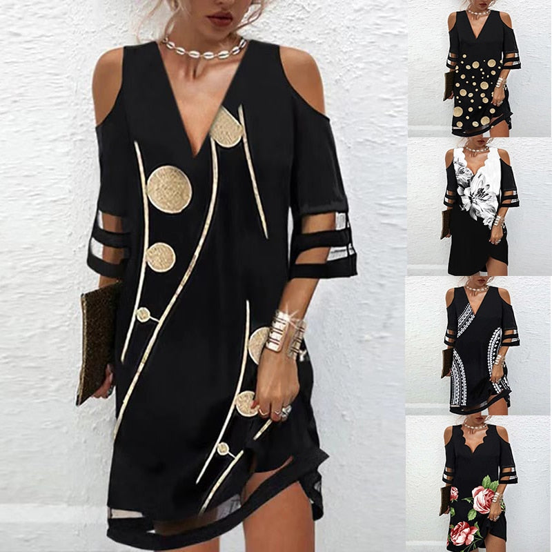 Sexy Bodycon Off Shoulder V-Neck Mini Dress