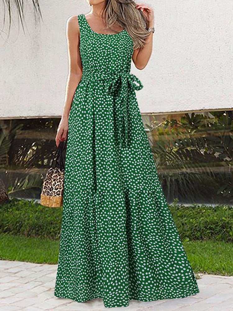 Casual Sexy Sleeveless Leopard Print Maxi Dress