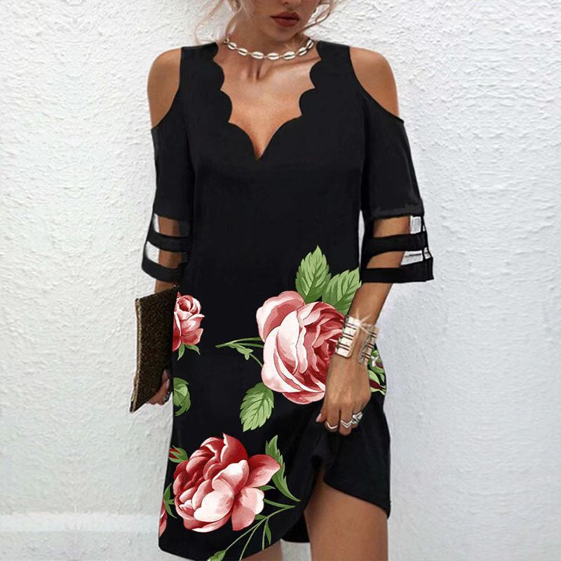 Sexy Bodycon Off Shoulder V-Neck Mini Dress