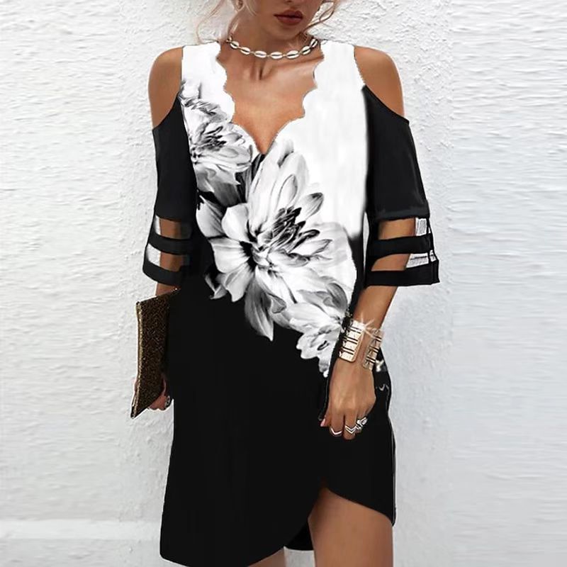 Sexy Bodycon Off Shoulder V-Neck Mini Dress