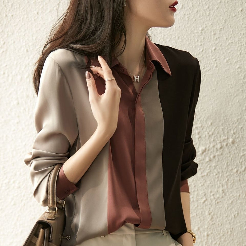 Casual Lapel Long Sleeve Collar Button Blouse