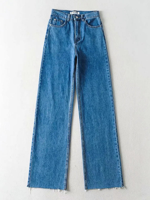 Fashion Straight Leg High Waist Baggy Denim Jean Pants