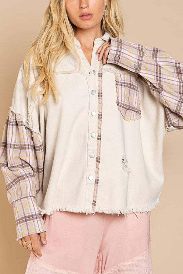 Forest Morning Plaid Button Front Shacket