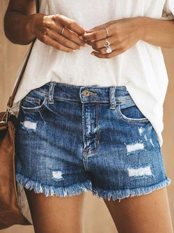 Slim Fit Brushed Denim Shorts