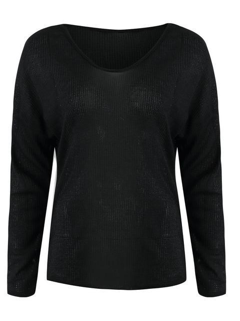 Solid Ribbed V-Neck Lightweight Sweaters