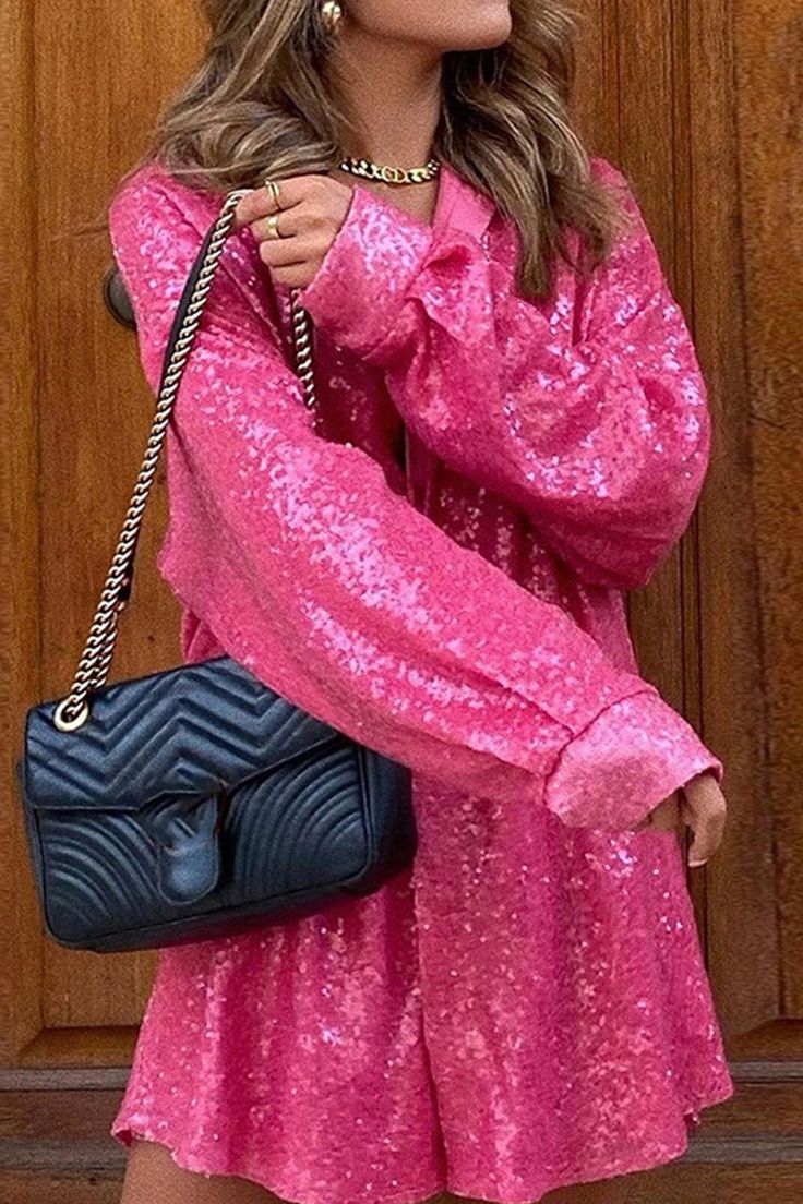 Sequin Oversized Button Shirt