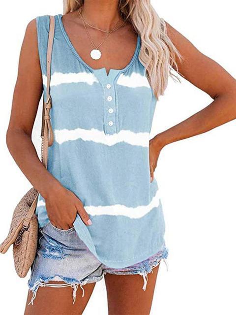 Tie-dye Print Button Tank Top