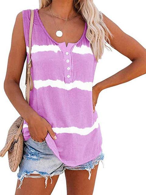 Tie-dye Print Button Tank Top