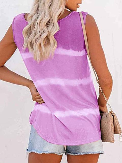 Tie-dye Print Button Tank Top