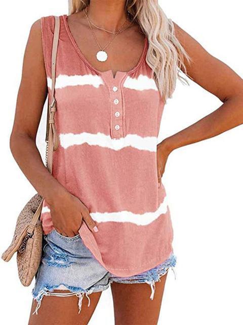 Tie-dye Print Button Tank Top