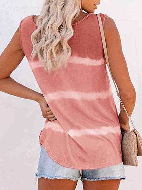 Tie-dye Print Button Tank Top