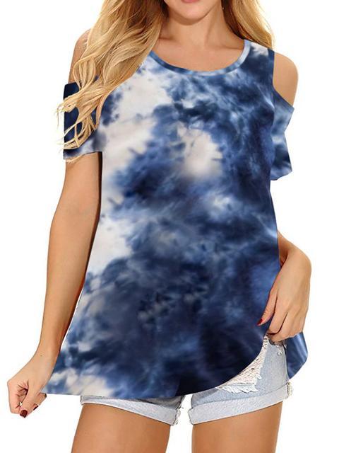 Tie-dye Print Off-shoulder Casual Top