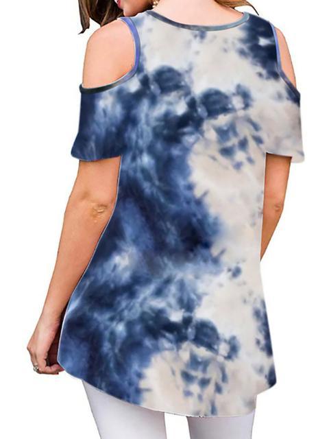 Tie-dye Print Off-shoulder Casual Top