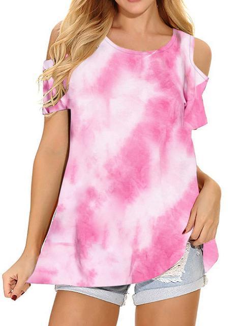 Tie-dye Print Off-shoulder Casual Top