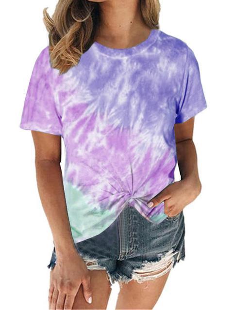 Tie-dye Printed Knot Twist Tops