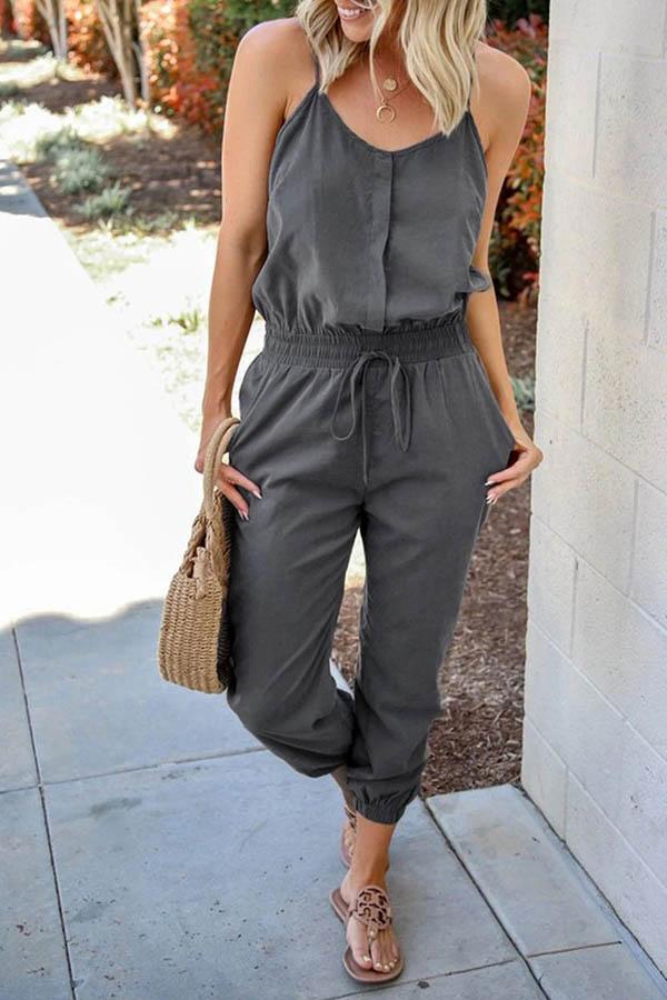 Spaghetti Straps Loose One-piece Jumpsuit