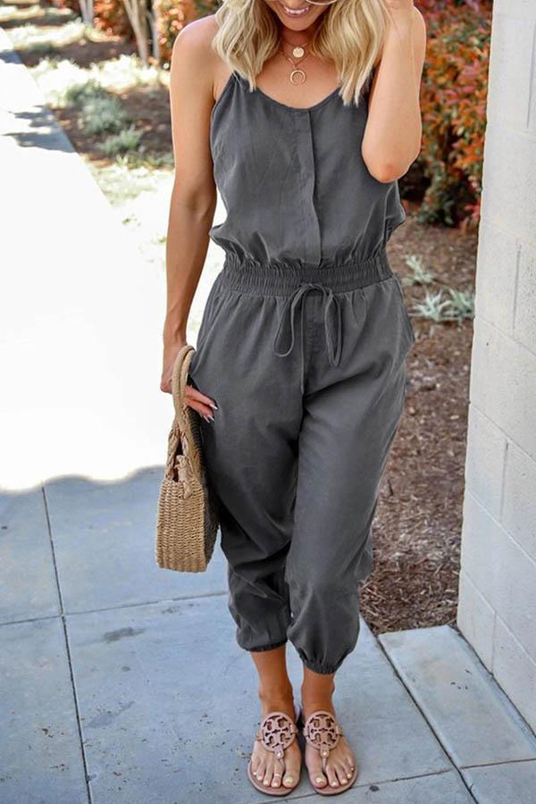 Spaghetti Straps Loose One-piece Jumpsuit