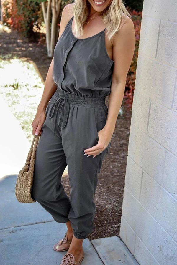 Spaghetti Straps Loose One-piece Jumpsuit