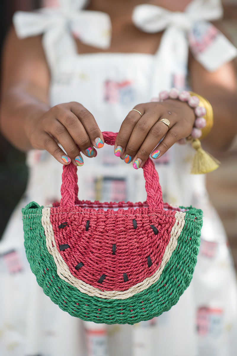 Watermelon Orange Straw Tote Bag