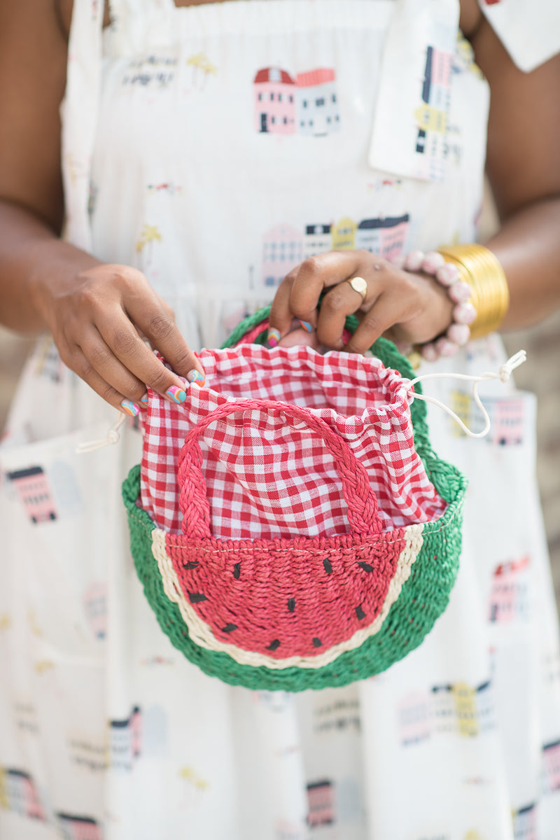 Watermelon Orange Straw Tote Bag