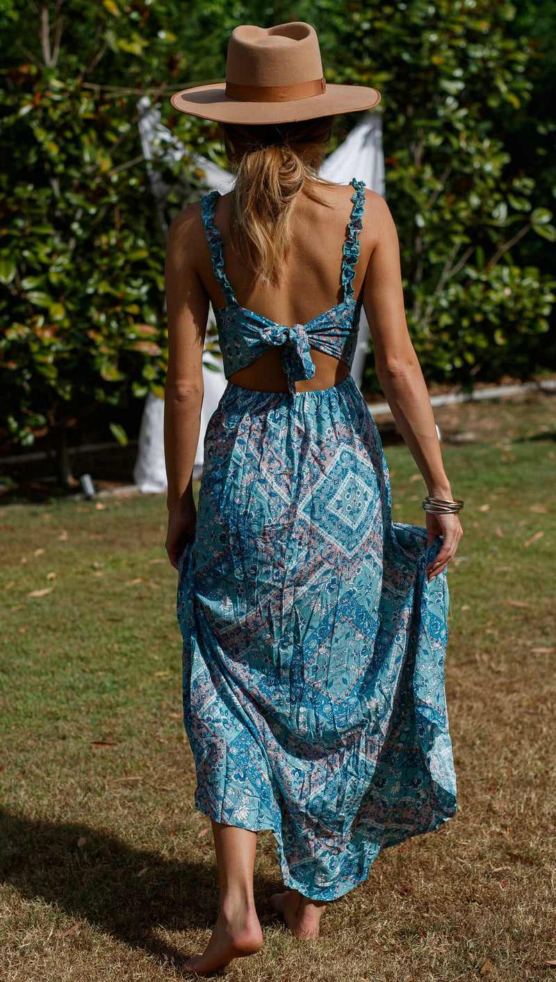 Floral Strap Split Maxi Dress