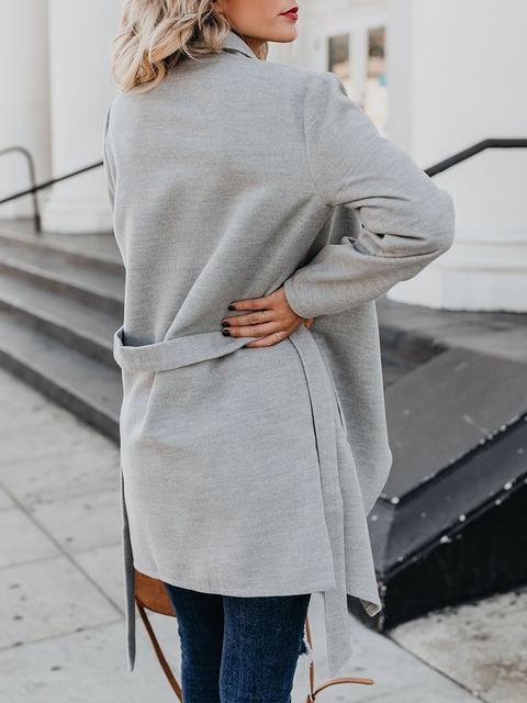 Plain Long Sleeve Drape Front Coat