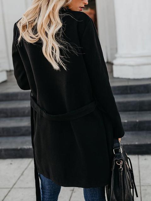 Plain Long Sleeve Drape Front Coat