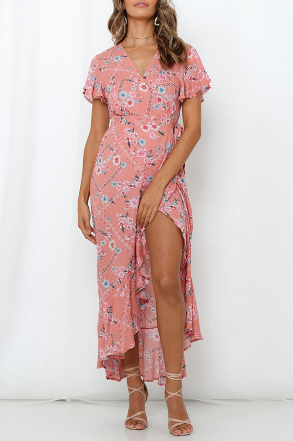 Let It Bloom Floral Wrap Drape Maxi Dress