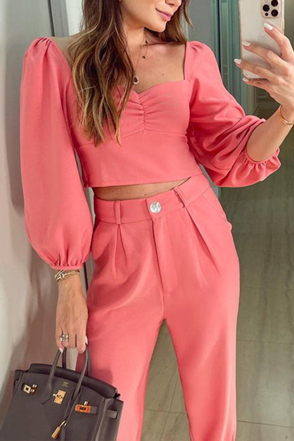 Make A List Square Collar Casual Pants Suit