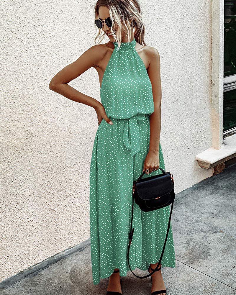 Halter Neck Backless Maxi Dress