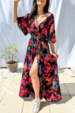 Capture Your Attention Printed Belt Maxi Dress