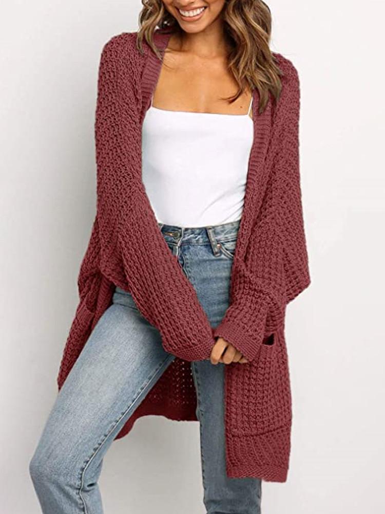 Loose Solid Color Pocket Cardigan