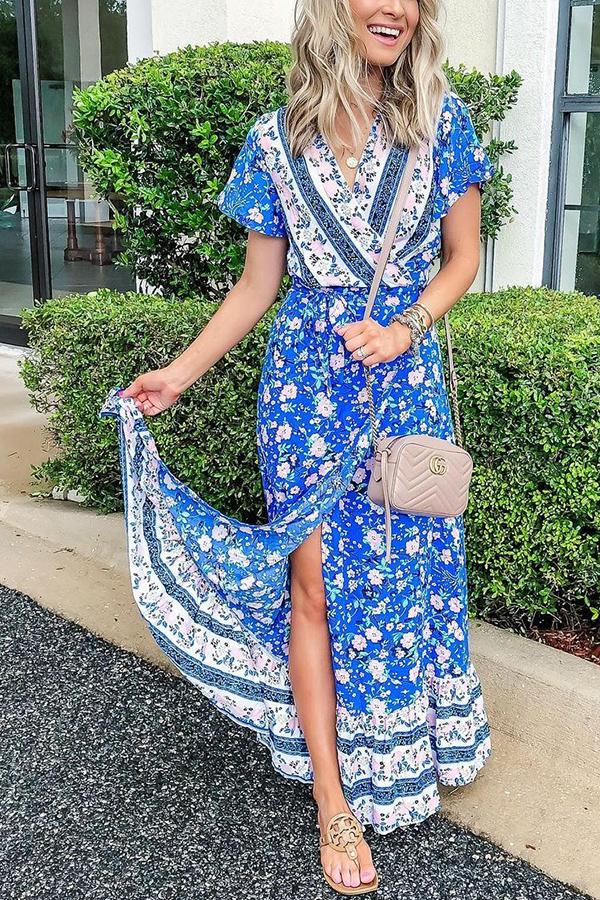 Adorable Trystan Floral Wrap Maxi Dress