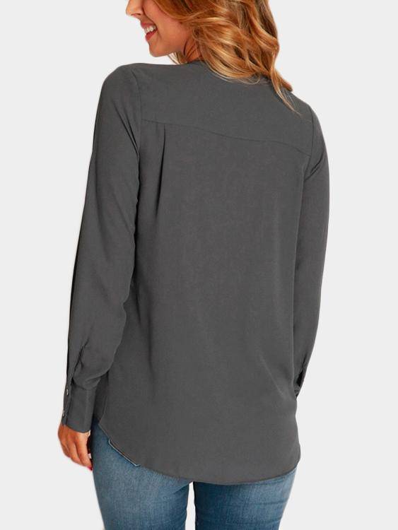 7/27 Wrap Front Deep V-neck Blouse - Landing Closet