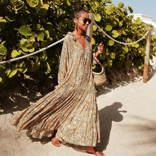 Toes in the Sand Floral Print Maxi Dress-