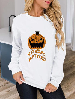 Halloween Animal Print Pumpkin Graphic Sweatshirt