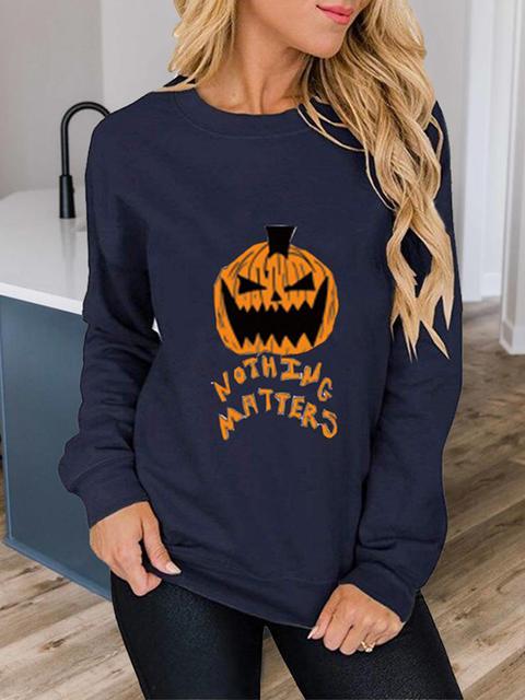 Halloween Animal Print Pumpkin Graphic Sweatshirt