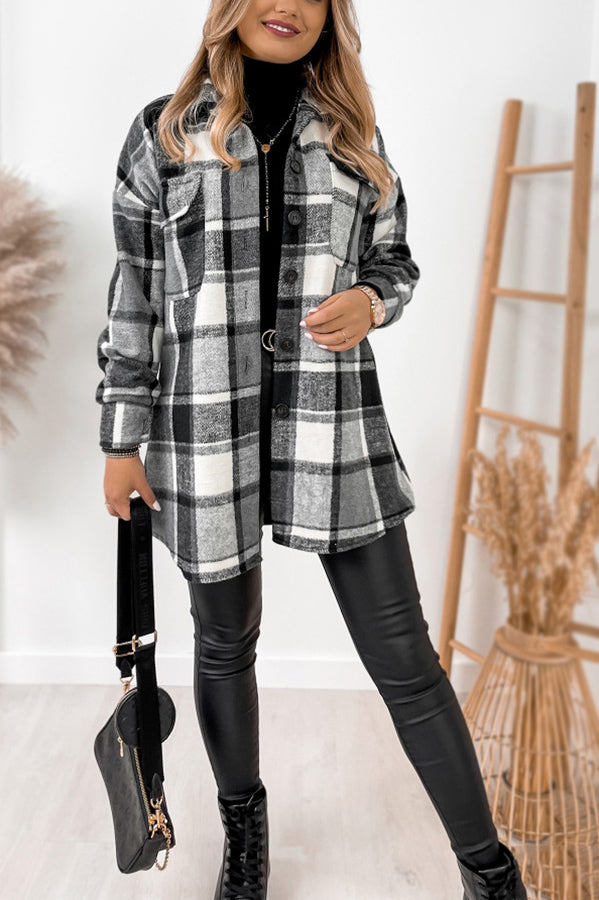 Keep You Warm Pocketed Plaid Jacket