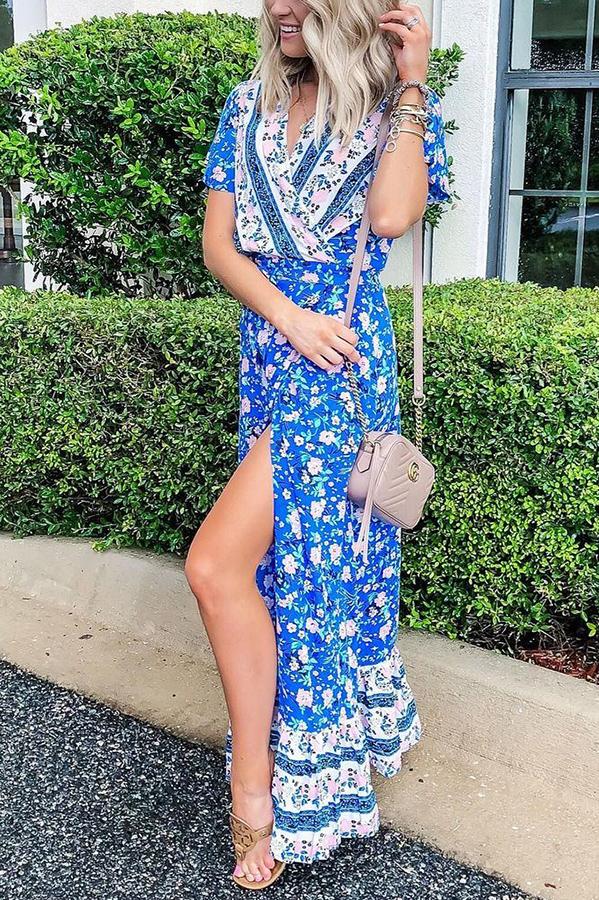 Adorable Trystan Floral Wrap Maxi Dress