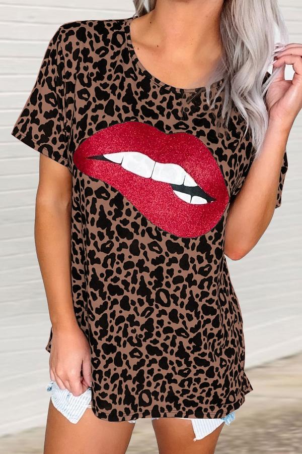 Animal Print Lips Graphic Tee