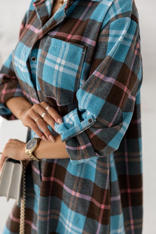 Serving Up Spice Plaid Shirt Dress