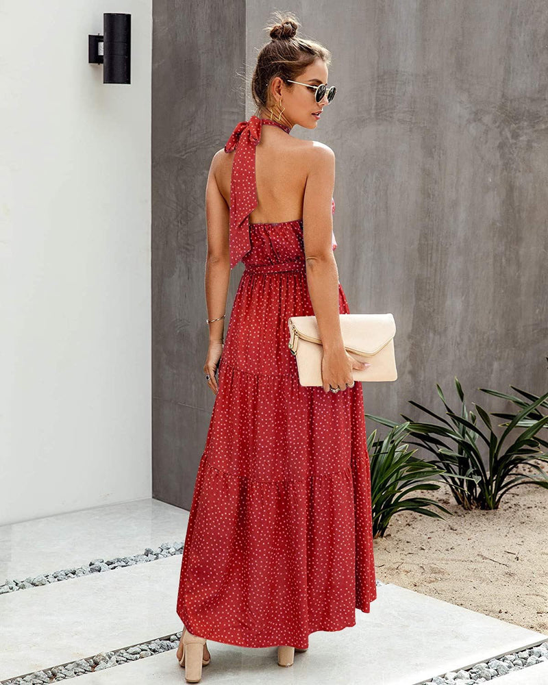 Halter Neck Backless Maxi Dress