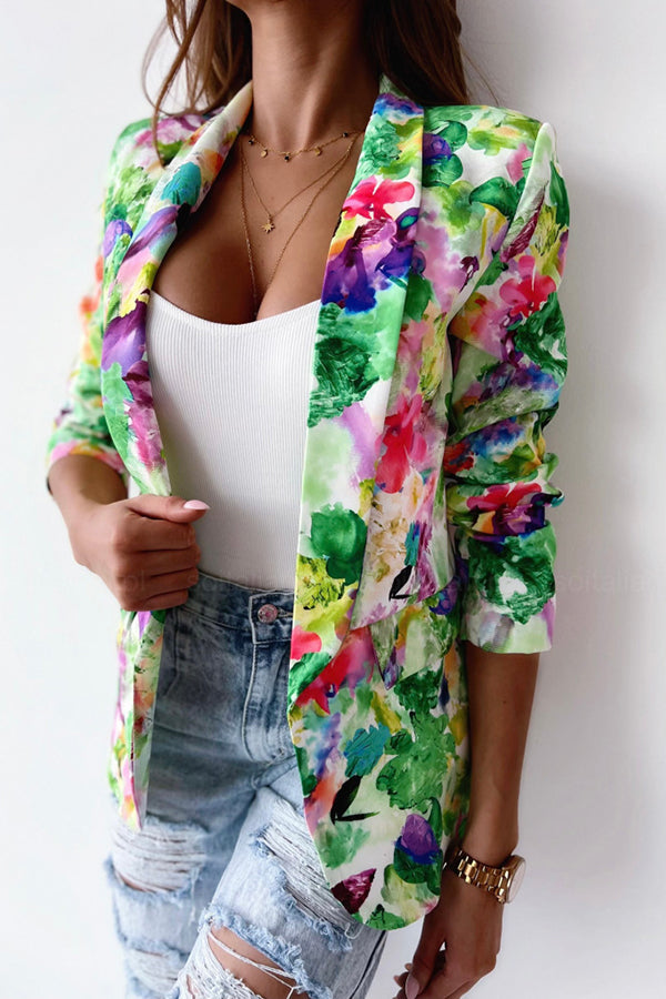 Free and True Floral Lapel Leisure Suit Blazer