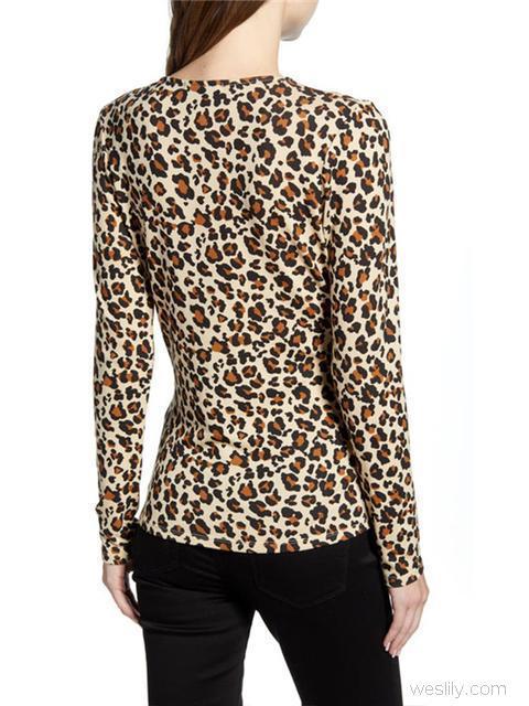 Long Sleeve Leopard Print Tops